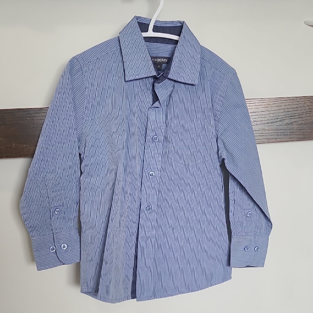 Blue Dress Shirt with Long Sleeves and Pointed Collar (🛍 Bundle ANY 6/$36)